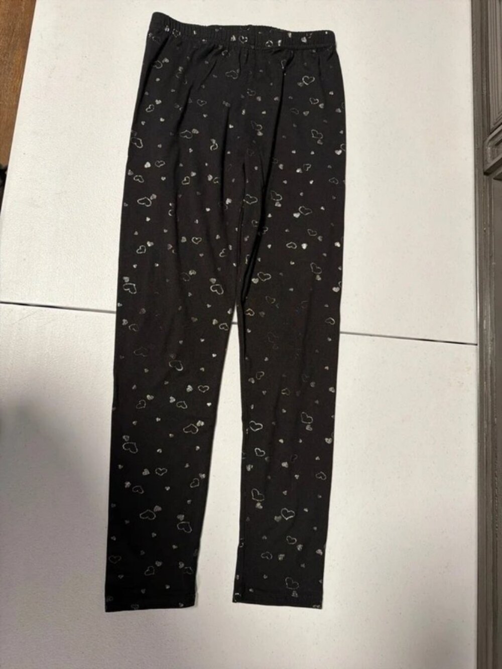 Little girls black heart leggings size 10/12